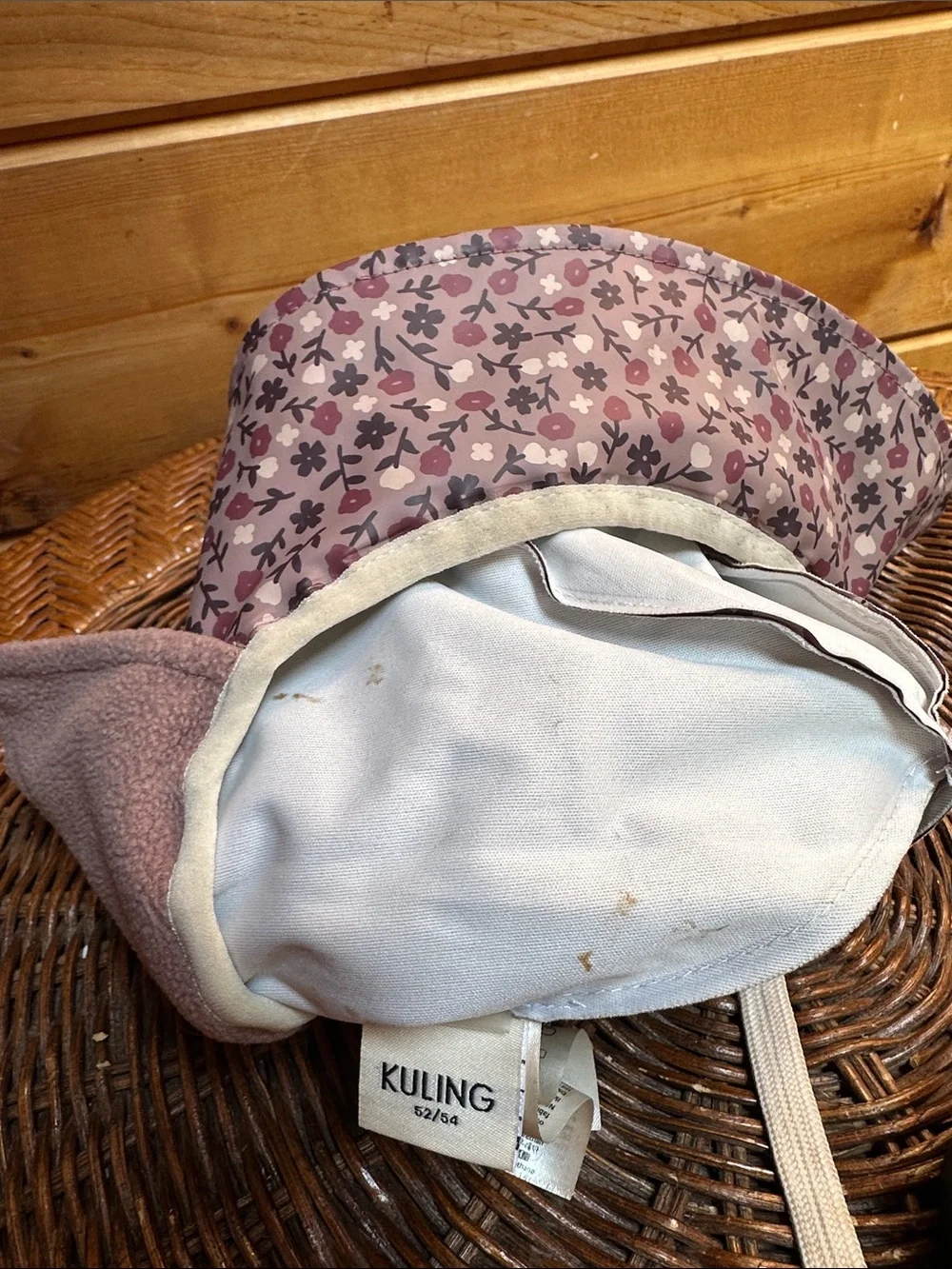 Kuling Vasa rain hat fisherman lilac floral insulated earflaps size 52-54